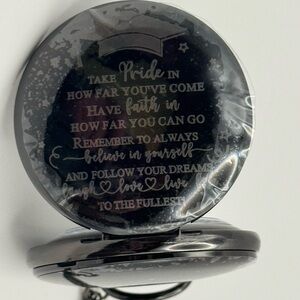 Motivational Black Graduation Pocket Watch